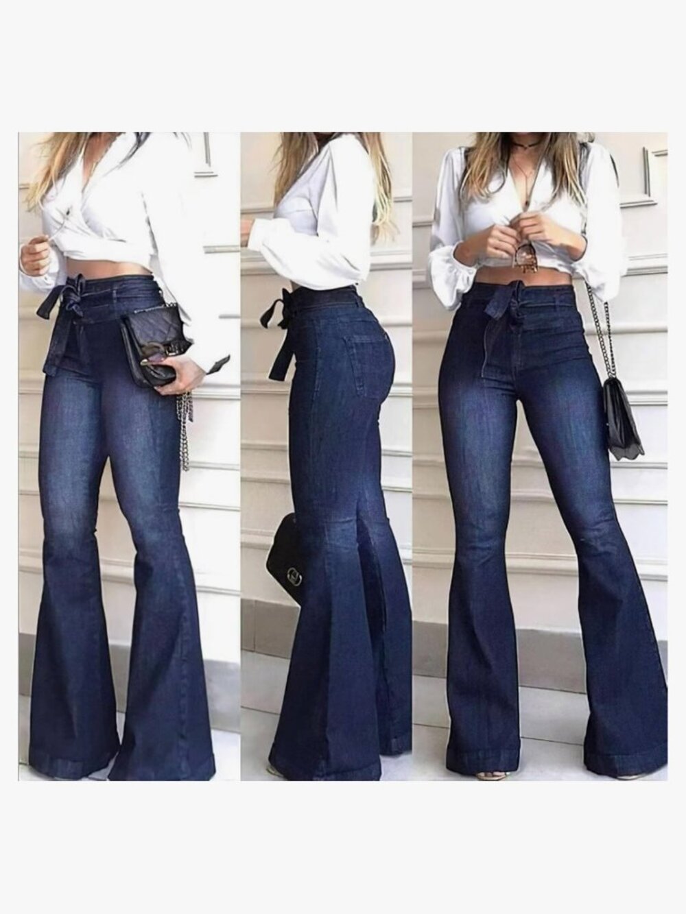 NWT KDF Fashion | High Waisted Flare Bell Bottom Jeans | Size 16